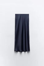 ETJ 2025 Damen Frühling neue elegante Mode All-in-One Stretch High-Waist A-Linie Seidensatin Rock in mehreren Farboptionen