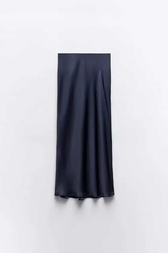 ETJ 2025 Damen Frühling neue elegante Mode All-in-One Stretch High-Waist A-Linie Seidensatin Rock in mehreren Farboptionen