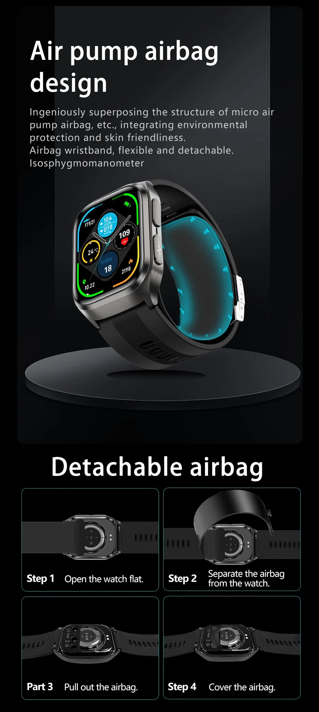 2026Neue Gesundheitsuhr Blutdruck Genaue Messung Smartwatches Herren Harnsäure Blutfette wasserdicht Airbag Smartwatch Damen
