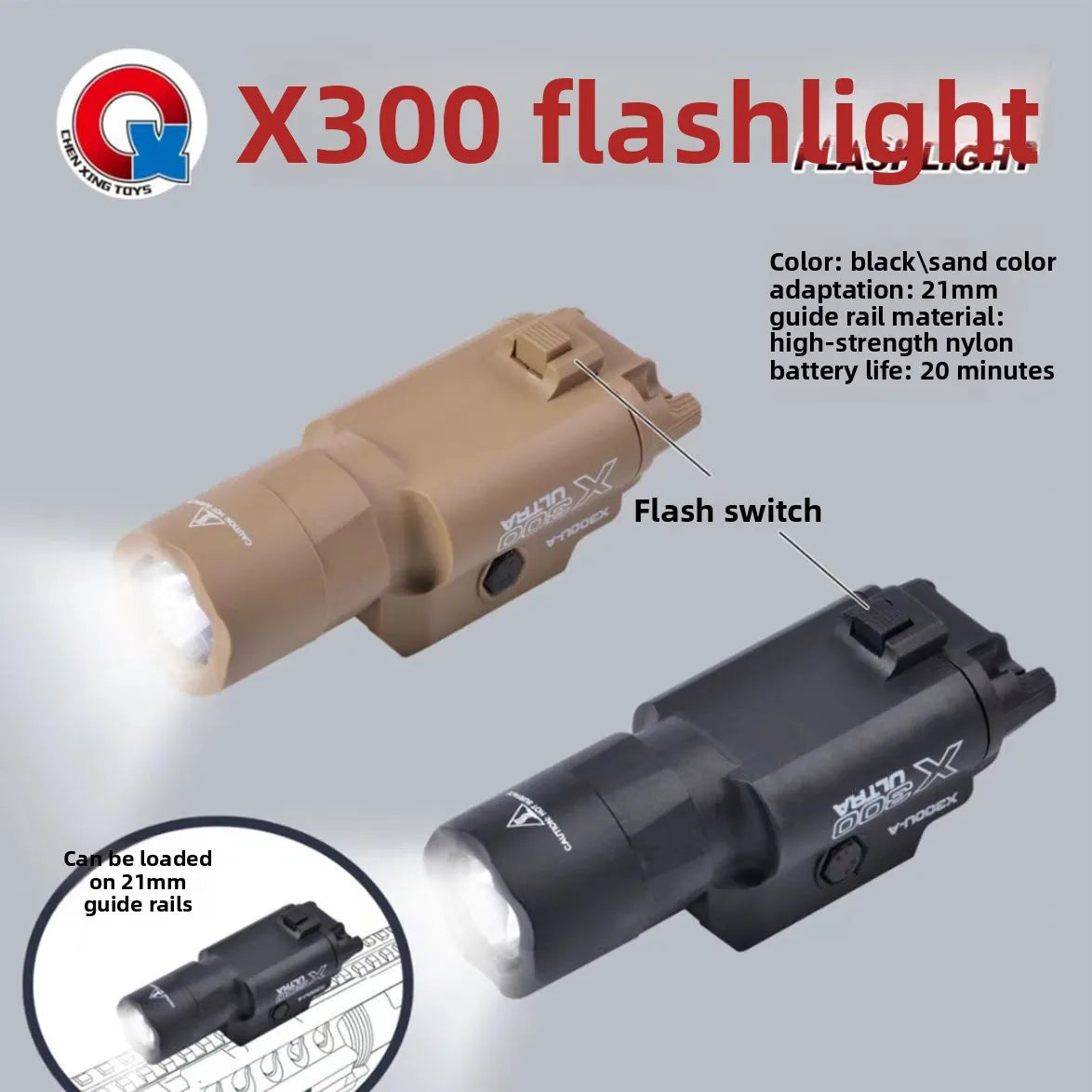 Taktische Lampe X300 X300U Nylon Pistolen-Blitzlicht LED passend für 20mm Schiene Airsoft Hängende Jagd Taschenlampe