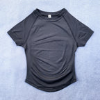 Nahtloses Yoga-Top für Damen Kurzarm Gym Crop Top Leichtgewichtige Yoga-Shirts Fitness-Gym-Shirts Elastische Sport-Shirts