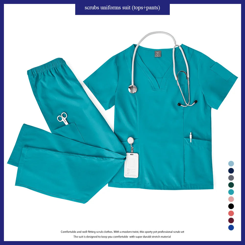 Niaahinn Scrubs Uniforms Sets Großhandel Medizinische Kasacks Stretch-Anzug Gesundheitswesen Pflegeuniform Unisex OP-Kasacks Damen Herren