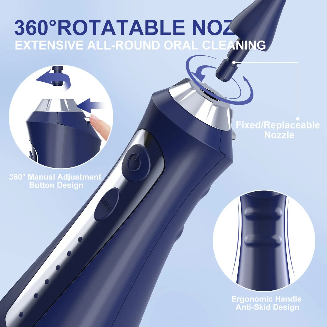 SEJOY Munddusche Irrigator Zahnaufhellungsstreifen Tragbar 230ML Tank 5 Modi 8 Düsen Reinigungsgerät für Zuhause
