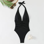 Neckholder-Badeanzug Damen Einteiler Bademode Damen 2026 Trend V-Ausschnitt Strandmode Weiblich Monokini Sommer Bodysuit