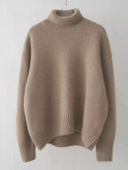 2024 Herbst und Winter Neuer dicker Kaschmirpullover Damen Rollkragenpullover Warm Locker Gestrickter Basispullover Jacke Oberteile