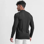Einfarbige, eng anliegende, schweißabsorbierende, elastische Shirts Fitnessstudio Bodybuilding Fitness Rollkragen-T-Shirts Herren Langarm Schnelltrocknend Herbstkleidung