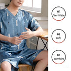 Pyjama Herren Eis Seide Dünn Kurzarm Zweiteiler Koreanische Version des lockeren Herren-Hausanzugs in Übergröße mit Buchstaben