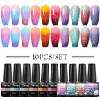 10/12PCS/SET Katze Magnetisches Gel Nagellack Set 9D Reflektierendes Glitzer Gel Halbpermanentes UV Gel Soak Off Funkelndes Nagelkunst Kits
