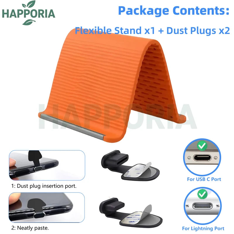 HAPPORIA Tragbarer faltbarer Silikon-Handyhalter Flexibler, biegsamer, mehrfach verstellbarer Ständer für Universal-Handy-Tablet