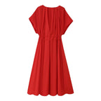 KONDALA 2026 Frühling Sommer Vintage Damenkleid Mode Einreihig Schärpen Drapierter V-Ausschnitt Ärmellos Schicke Braune Damenkleider