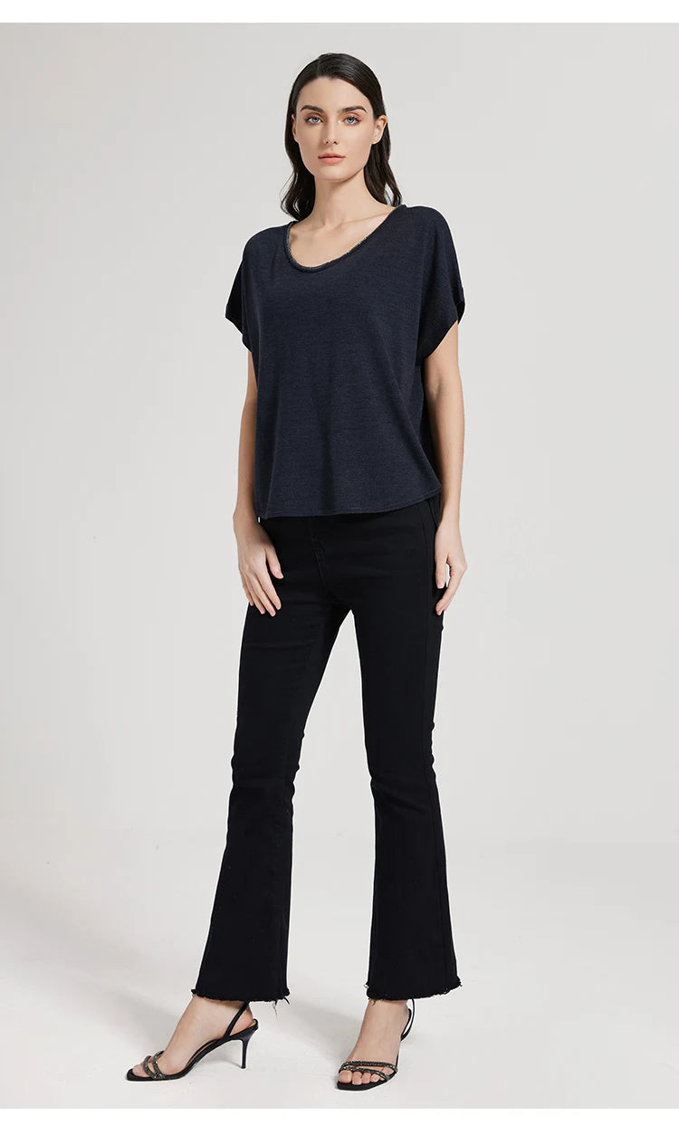 BC1095 Luxuriöse Damenbekleidung Seide Wolle Damen Kleidung lockere Merinowolle Weste Pullover für Damen