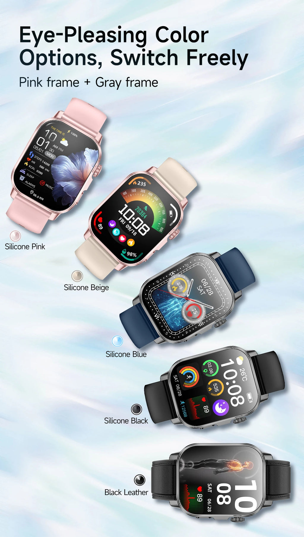 Neue präzise Gesundheits-Smartwatch EKG+HRV Harnsäure Blutfette Emotionswahrnehmung Bluetooth-Anruf Smartwatches für Männer und Frauen