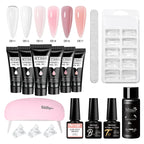24-teiliges Set 20ml Poly Nail Extension Gel Kit Mini-UV-Lampe Versiegelung mit Basislack Überlack Professionelles Poly-UV-Nagelgel-Kit Starter-Kit