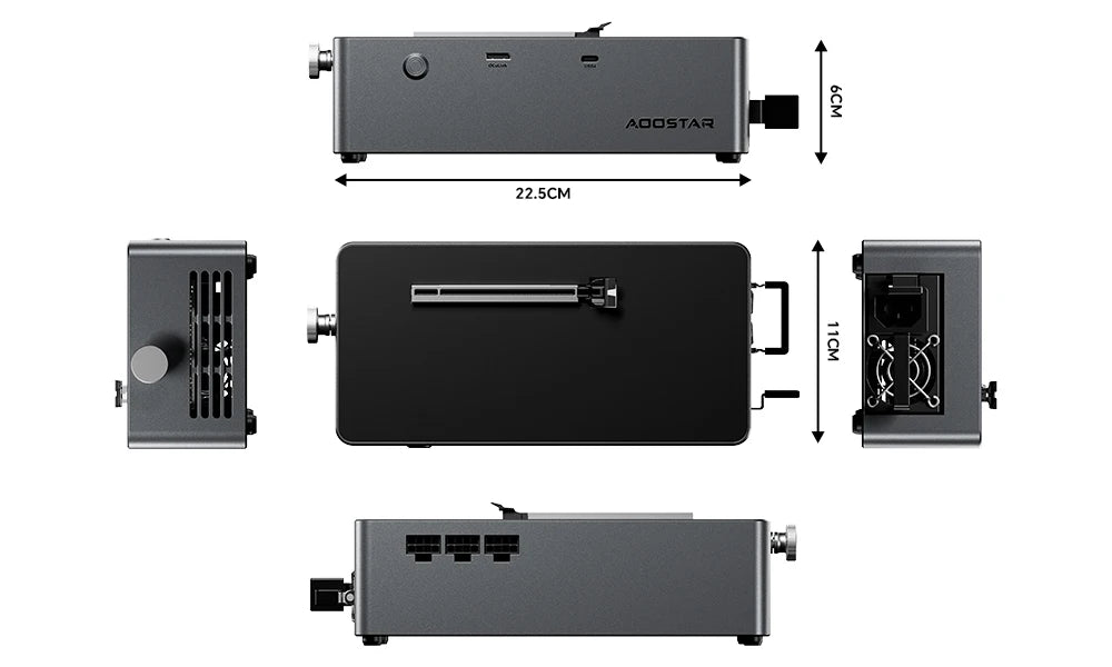 AOOSTAR AG02 eGPU-Dock mit Oculink- & USB4-Anschluss, 100W Rückwärtsladung, eingebautes 800W Netzteil, unterstützt TGX-Schnittstelle Hot-S