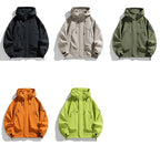 Windbreaker Herren Kapuzenjacke Reißverschluss Mantel Cargo Wasserdicht Schwarz Bomber Camping Loose Dünn Softshell Kapuzen-Wanderjacke