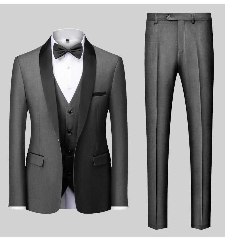 Herren Casual Business Anzug Smoking High End Marken Boutique Mode Sakko Weste Hose Bräutigam Hochzeitsanzug Party Anzug