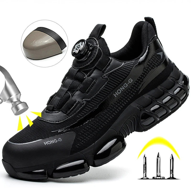 Herren Arbeitsschuhe Drehverschluss-Arbeitssneaker Schutzschuhe Industrie-Sicherheitsschuhe Durchtrittsicher Anti-Smash Stahlkappen-Schuhe Hauptbild