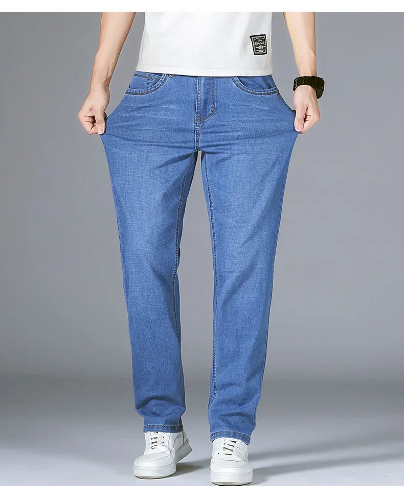 Herrenhose Büro Business Jeans Herren Klassische Blau Schwarz Baumwolle Stretch Straight Denim Hose Herren Marken Hosen
