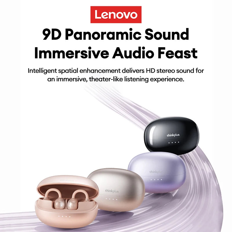 Lenovo LK6 Over-Ear Kabellose Bluetooth 5.4 Kopfhörer Klangqualität Rauschunterdrückung Ohrclip-Kopfhörer Lange Ausdauer Headsets