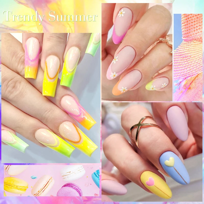 MEET ACROSS 12tlg/Set 7ml Macaron Gel Nagellack mit Box Semi-permanenter UV-Gel Soak Off Nail Art Kit Nagellack für Maniküre
