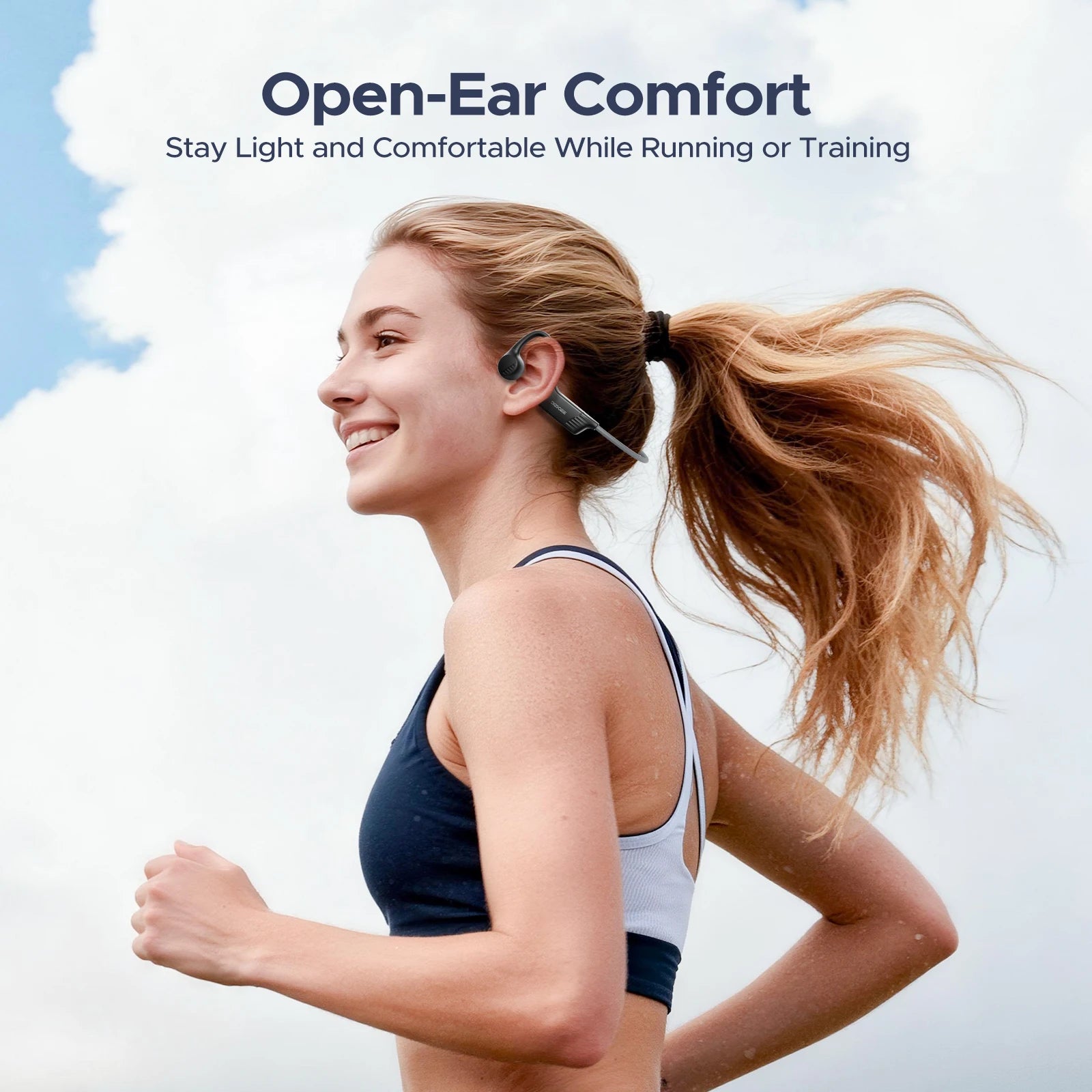 DOOGEE BoneBeat Run Knochenschall-Kopfhörer, kabellose Open-Ear-Sportkopfhörer, 10 Stunden Akkulaufzeit zum Laufen, Radfahren
