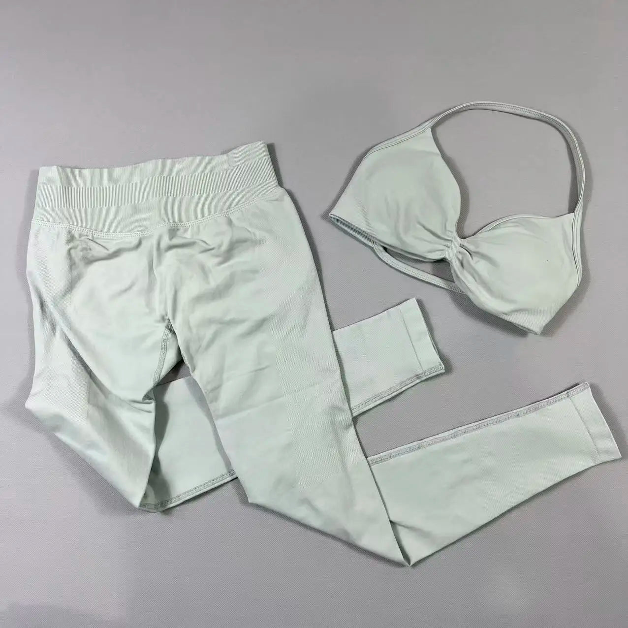 UETEEY Set für Damen, Trägerloser Yoga-BH, Sport-Top, Workout-Leggings-Set, Nahtloses Fitnessstudio-Set, Fitnesskleidung, Outfit, Activewear