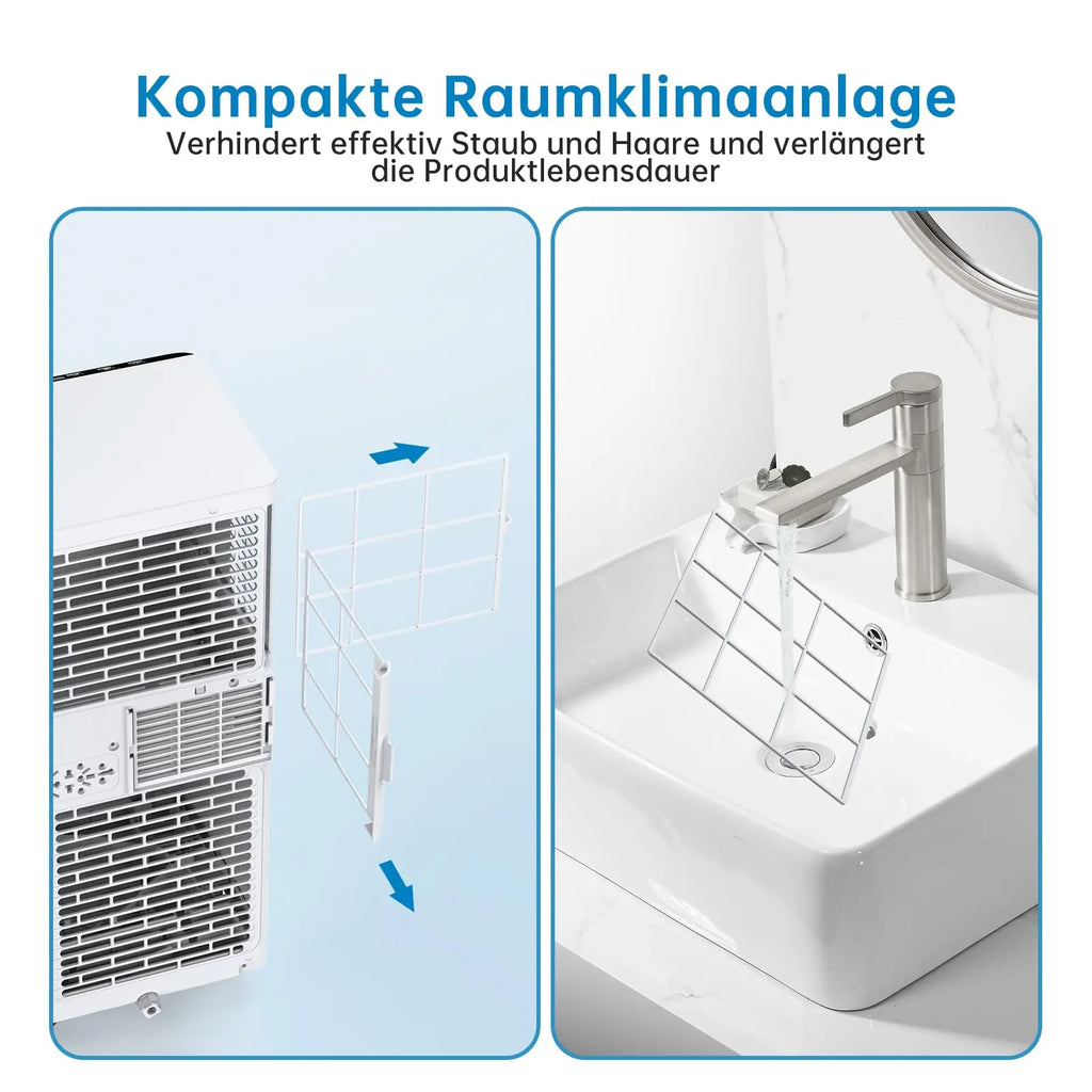 7000 BTU mobile Klimaanlage, 3-in-1 Kühlentfeuchter & Ventilator, 2 Geschwindigkeiten, keine externe Einheit, leise für Räume bis 30 m²