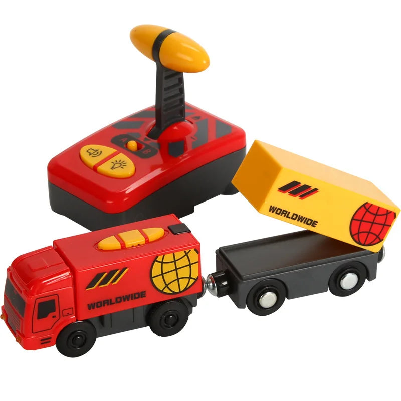 RC Elektrische Eisenbahn Spielzeugset für Kinder, Auto-Druckguss-Steckspielzeug, passend für Standard-Holzeisenbahn, batteriebetriebenes Weihnachts-Tremset
