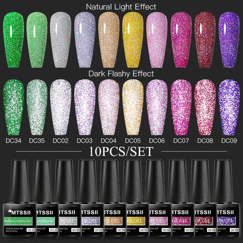 10/12PCS/SET Katze Magnetisches Gel Nagellack Set 9D Reflektierendes Glitzer Gel Halbpermanentes UV Gel Soak Off Funkelndes Nagelkunst Kits