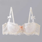 MOYISU Sommer-Dessous-Set, transparenter französischer Spitze, Minimizer-BH, Slip, ultradünn, sexy Damenunterwäsche, großer Busen, sexy Po & Höschen