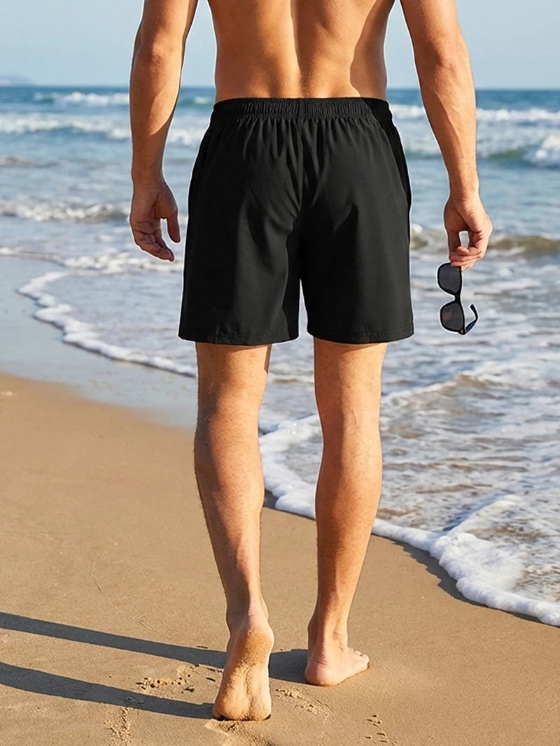 Hai-Grafik Herren Badeshorts Sommer Lässige Strandshorts mit Netzfutter Reißverschlusstaschen Schnell trocknende Badehose