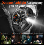 2026 Neue TANK Ultra 1400mAh Akku Militär Smartwatch 10ATM Wasserdicht Herzfrequenz Taktische LED Taschenlampe Herren Sportarmband