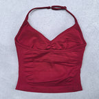 Verstellbares Sport-Neckholder-Oberteil Damen Rückenloses Gym-Top mit integriertem BH Yoga-Kleidung Ärmellose Shirts Workout-Outfits Tanktop