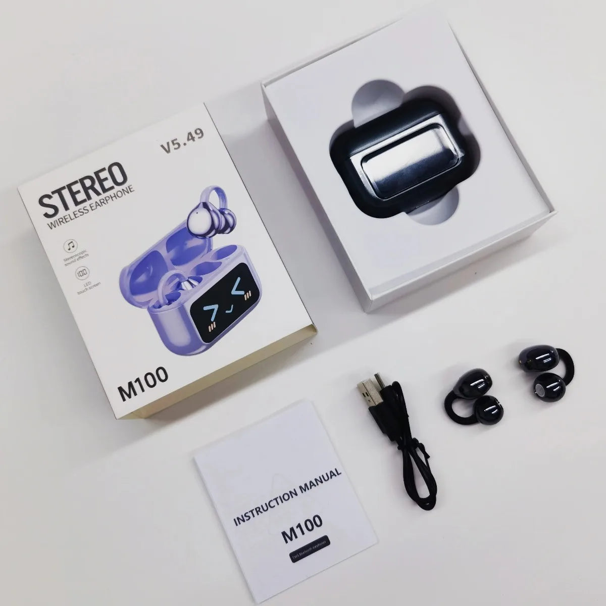 Touchscreen-Bluetooth-Kopfhörer 144 Sprachen Echtzeit-Übersetzung Kopfhörer Drahtlose Open-Ear-Clips Sport-Gaming-Kopfhörer