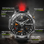 2026 Neue TANK Ultra 1400mAh Akku Militär Smartwatch 10ATM Wasserdicht Herzfrequenz Taktische LED Taschenlampe Herren Sportarmband