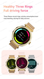 Fashion Zircon Smartwatch 1,46" AMOLED Bildschirm 5.4 Bluetooth Anruf Herzfrequenz Temperaturüberwachung Damen Smartwatch Schrittzähler