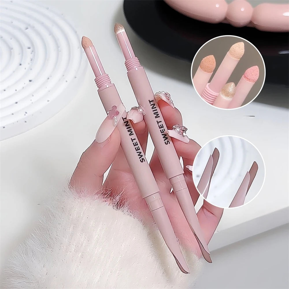 Doppelseitiger Lying Silkworm Eyeliner Pencil Diamond Glitter Matt Aegyosal Pen Aufhellende Creme-Lidschatten-Highlighter-Augen-Make-up