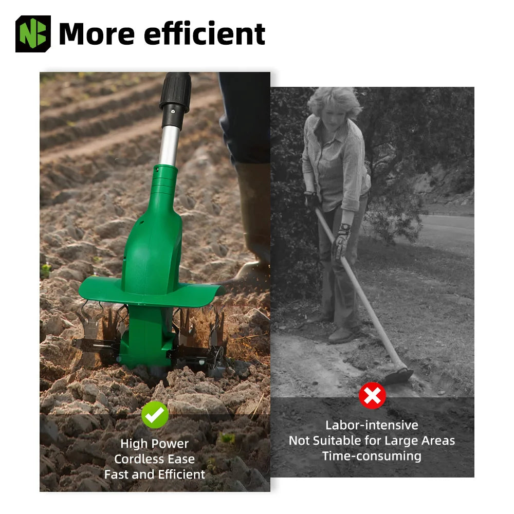 NewBeny Elektrische Gartenfräse Kultivator Vertikutierer Klappbare Bodenhacke Gartenwerkzeug