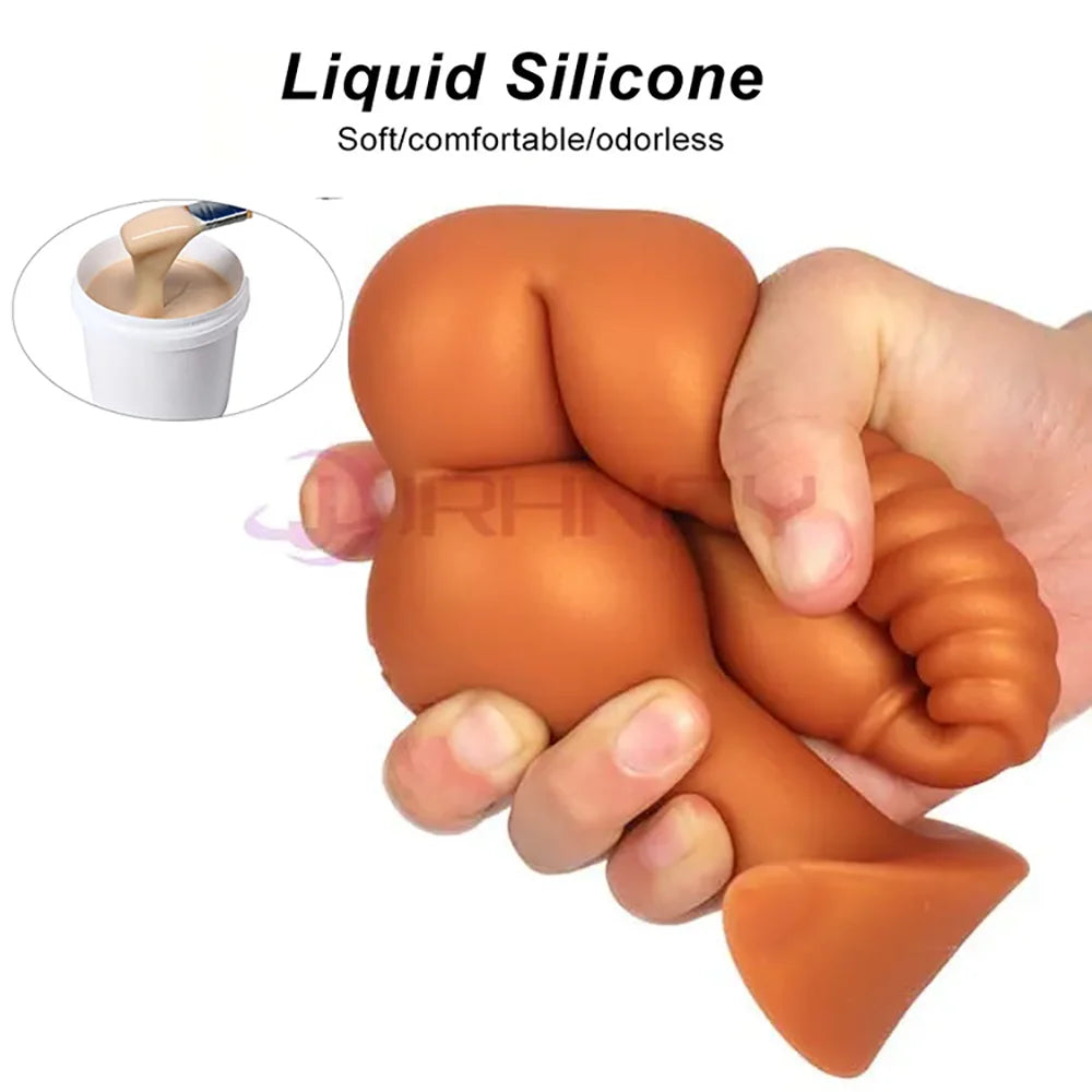 3-10cm Großer Analsex Plug mit Schwanz Sexspielzeug für Erwachsene Spiele Paare DIY Cosplay Großer Butt Plug Silikon Weich Lang Anal Beads Frauen