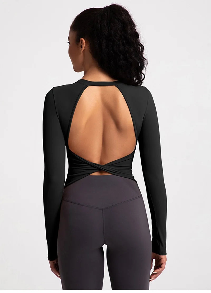 Cloud Hide Black Beauty Back Yoga Shirts Damen Langarmbluse Übergröße Sport Gym Fitness Top Laufshirt Workout Shirt
