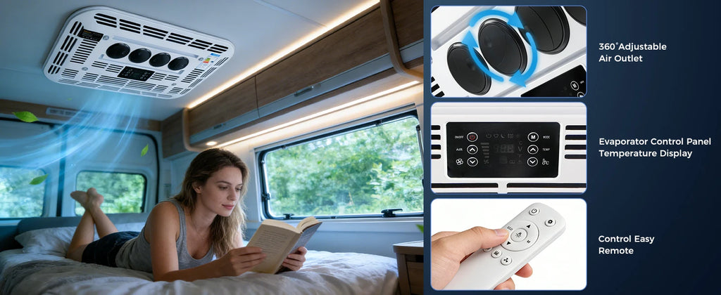 Sunster 12V/24V Schnelle Kühlung Dachklimaanlage Elektrisches Kühl-Wohnmobil-Dachparken für LKW-Wohnmobil-Kastenwagen-Wohnwagen-Reisemobil