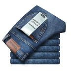WTHINLEE Business Herren Jeans Casual Straight Stretch Mode Klassische Blaue Arbeits-Denim-Hosen Herren Markenbekleidung Größe 28-40
