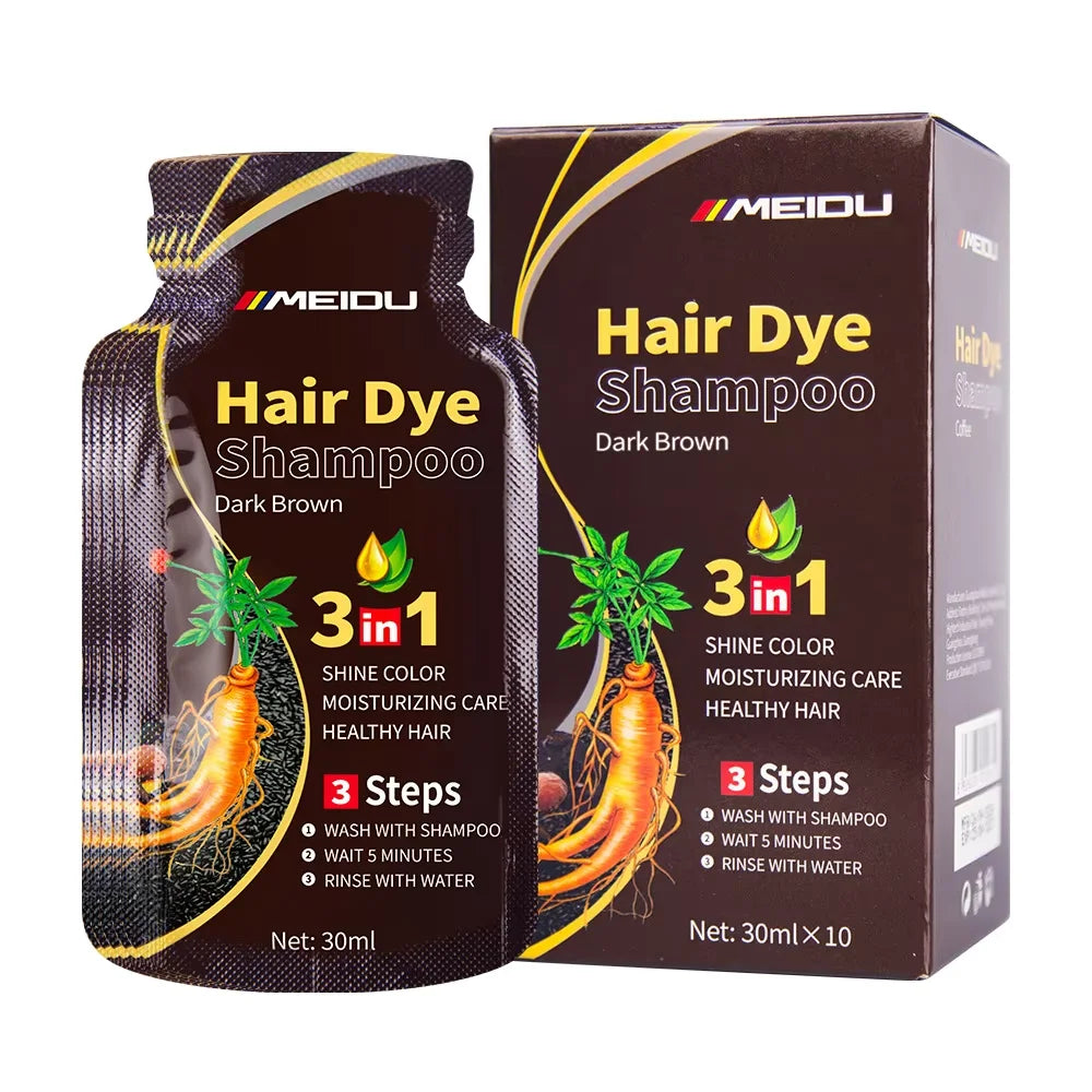 30ml/500ml 3-in-1 Schnell-Haarfärbeshampoo Naturschwarz Kräuter-Haarfarbe Feuchtigkeitsspendend Milde Haarfärbe-Pflegespülung Haarpflegeprodukte