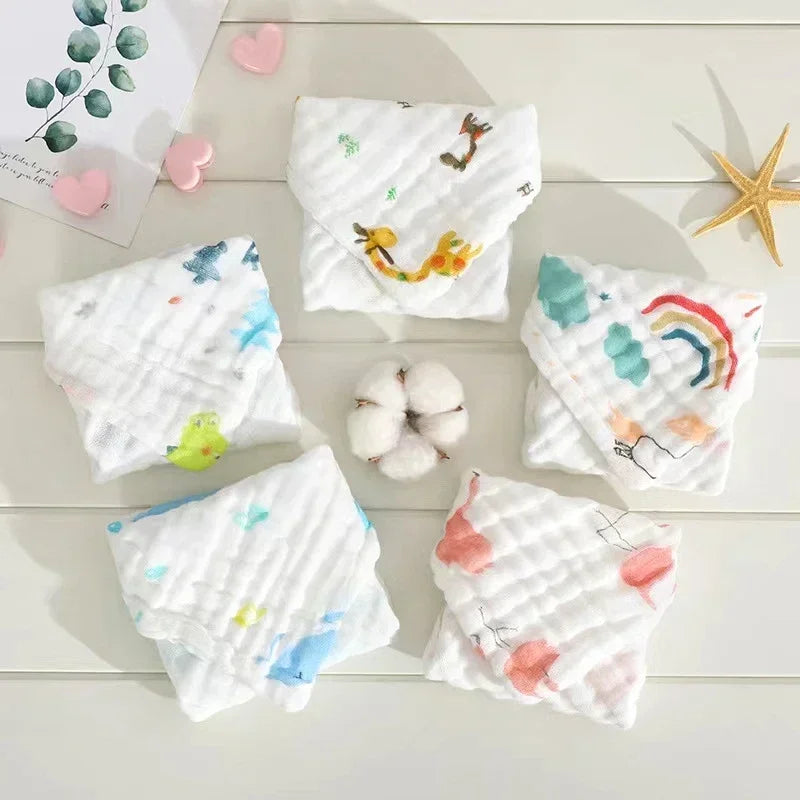 1/5 Stück Babygesichtshandtuch Musselin 6 Lagen Baumwolle Weiche Babytücher Taschentuch Baden Füttern Gesichtstuch Waschlappen Spucktuch