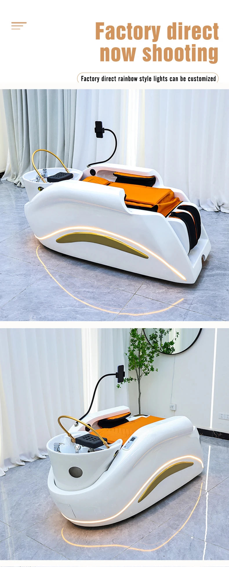 Professionelles, beliebtes elektrisches Salon-Kopfwäschebett mit Kopftherapie und Dampfgerät