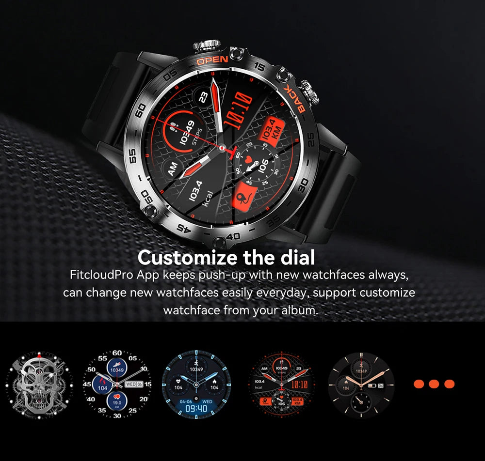MEVADEN Steel 1,39 Zoll Herren Luxus-Smartwatch Bluetooth Anruf Sport-Fitness-Tracker Gesundheitsmonitor Smartwatch für Männer MD52
