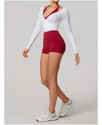 Neue Sommer Damen Yoga Langarm Einteiler Träger Yoga Kleidung Weibliches Training Premium Ballett WickeloberteileFrauen Fitness Sport Top