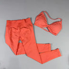 UETEEY Set für Damen, Trägerloser Yoga-BH, Sport-Top, Workout-Leggings-Set, Nahtloses Fitnessstudio-Set, Fitnesskleidung, Outfit, Activewear