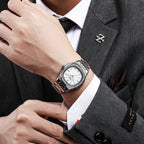 2024 Luxus Mode Casual Herrenuhren Großes Zifferblatt Silber Edelstahl Kalender Quarz Armbanduhr Klassische Top-Marke Herrenuhr