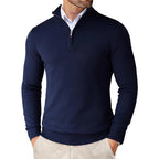 Herren-Strickpullover mit Stehkragen, Reißverschluss, Slim Fit, leicht, Rollkragen, lässig, Half Turtleneck, gestrickt, für Outdoor und Streetwear